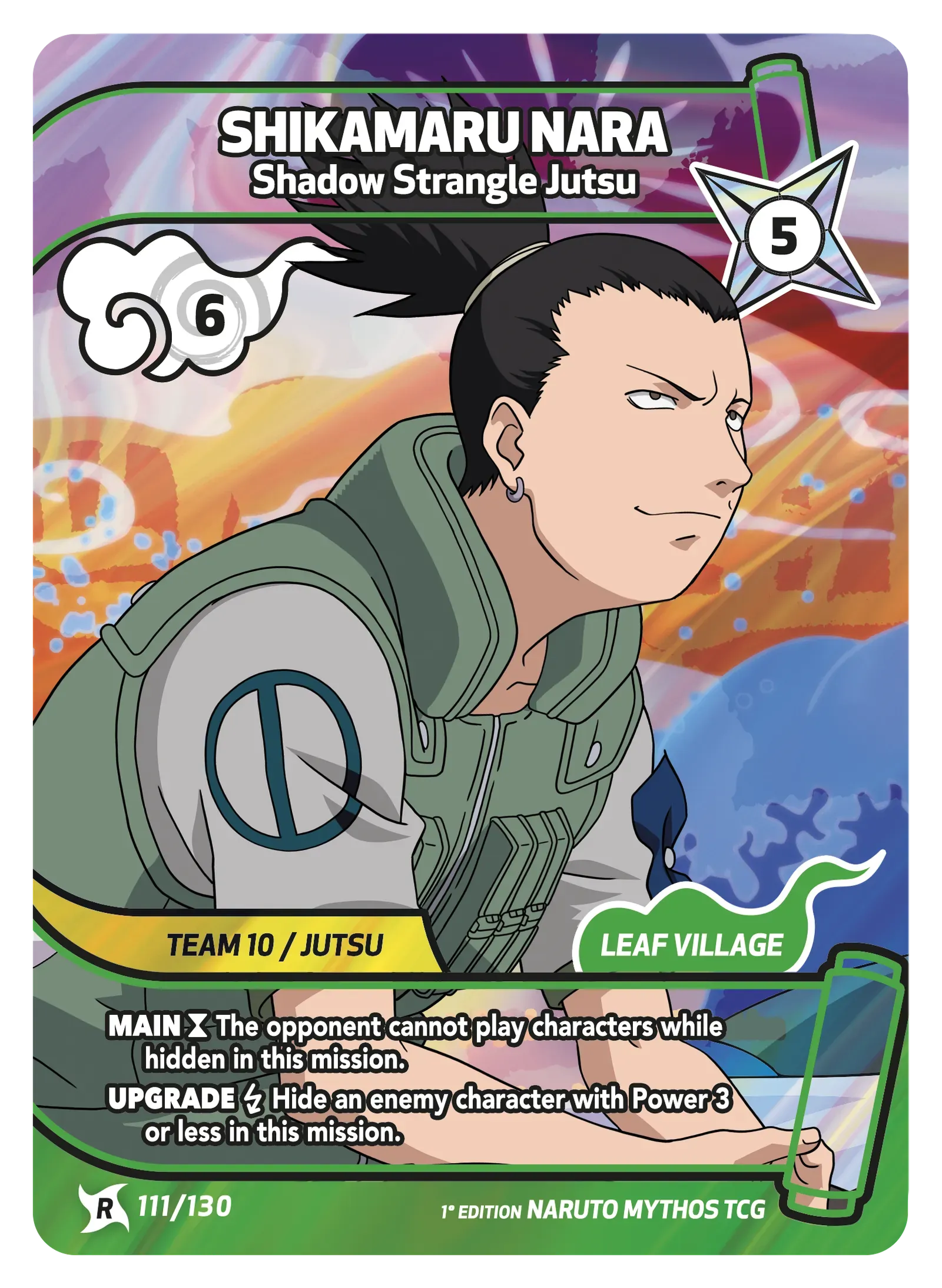Shikamaru Nara — L’Étreinte Mortelle de l’Ombre – KS-111 – Naruto Mythos TCG Konoha Shidō Chapitre 1 FR