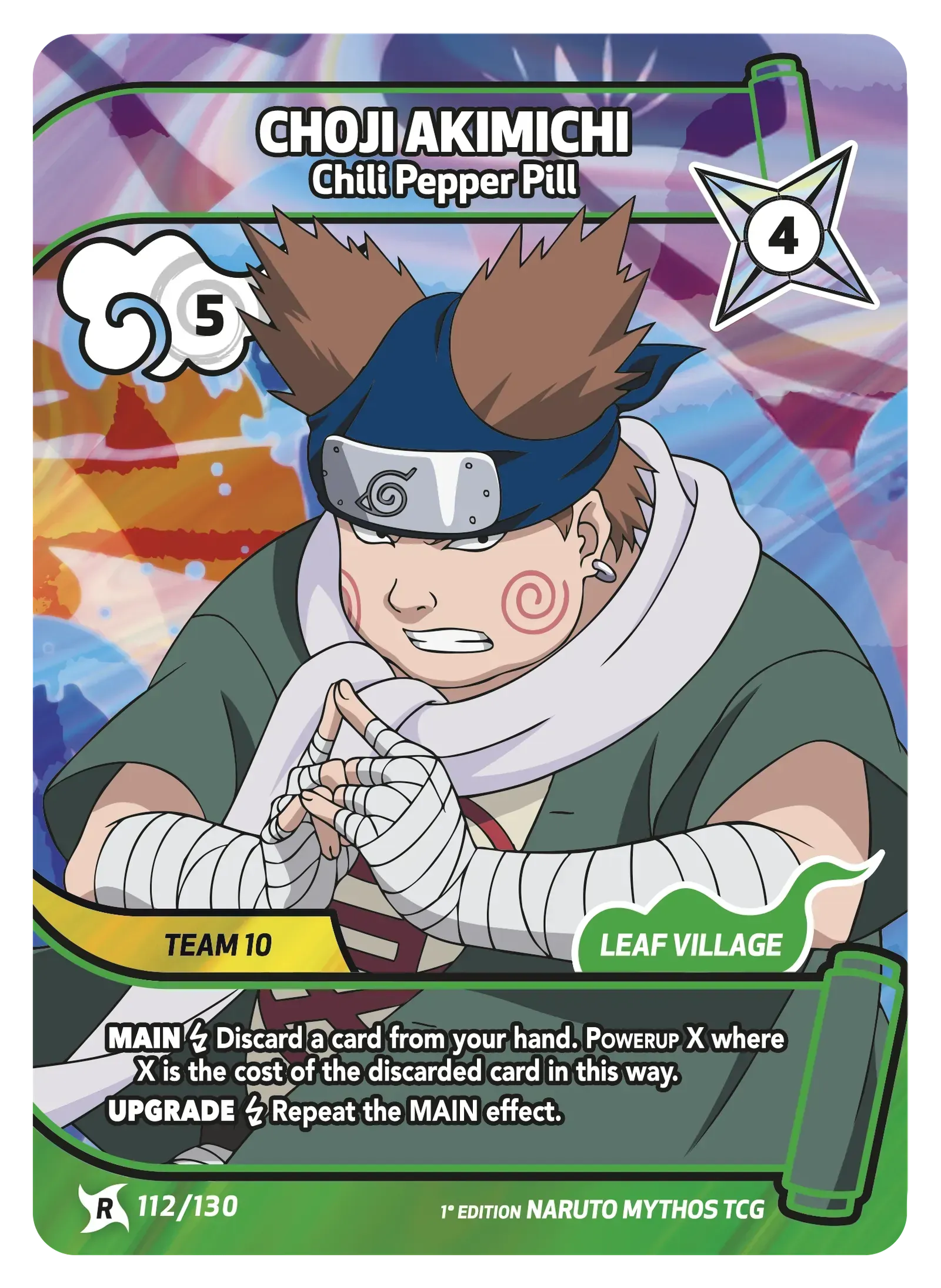 Chôji Akimichi — Pilule au Piment – KS-112 – Naruto Mythos TCG Konoha Shidō Chapitre 1 FR