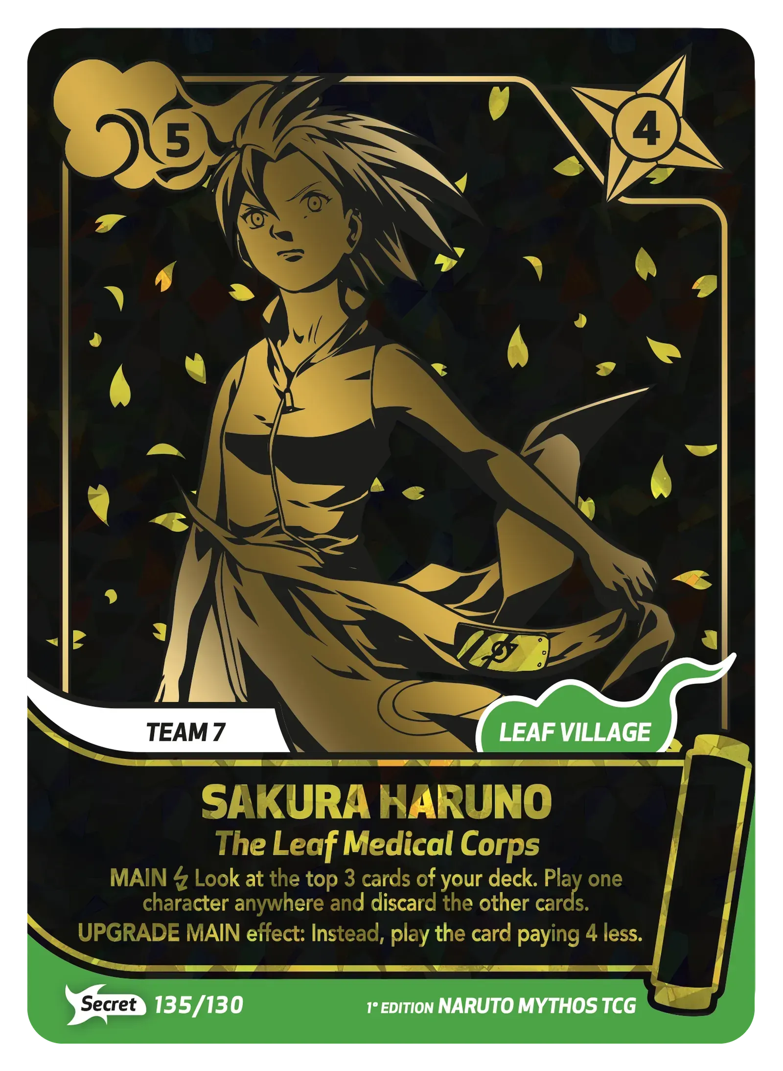 Sakura Haruno — Corps Médical du Village de la Feuille (numérotée) – KS-135-SV – Naruto Mythos TCG Konoha Shidō Chapitre 1 FR