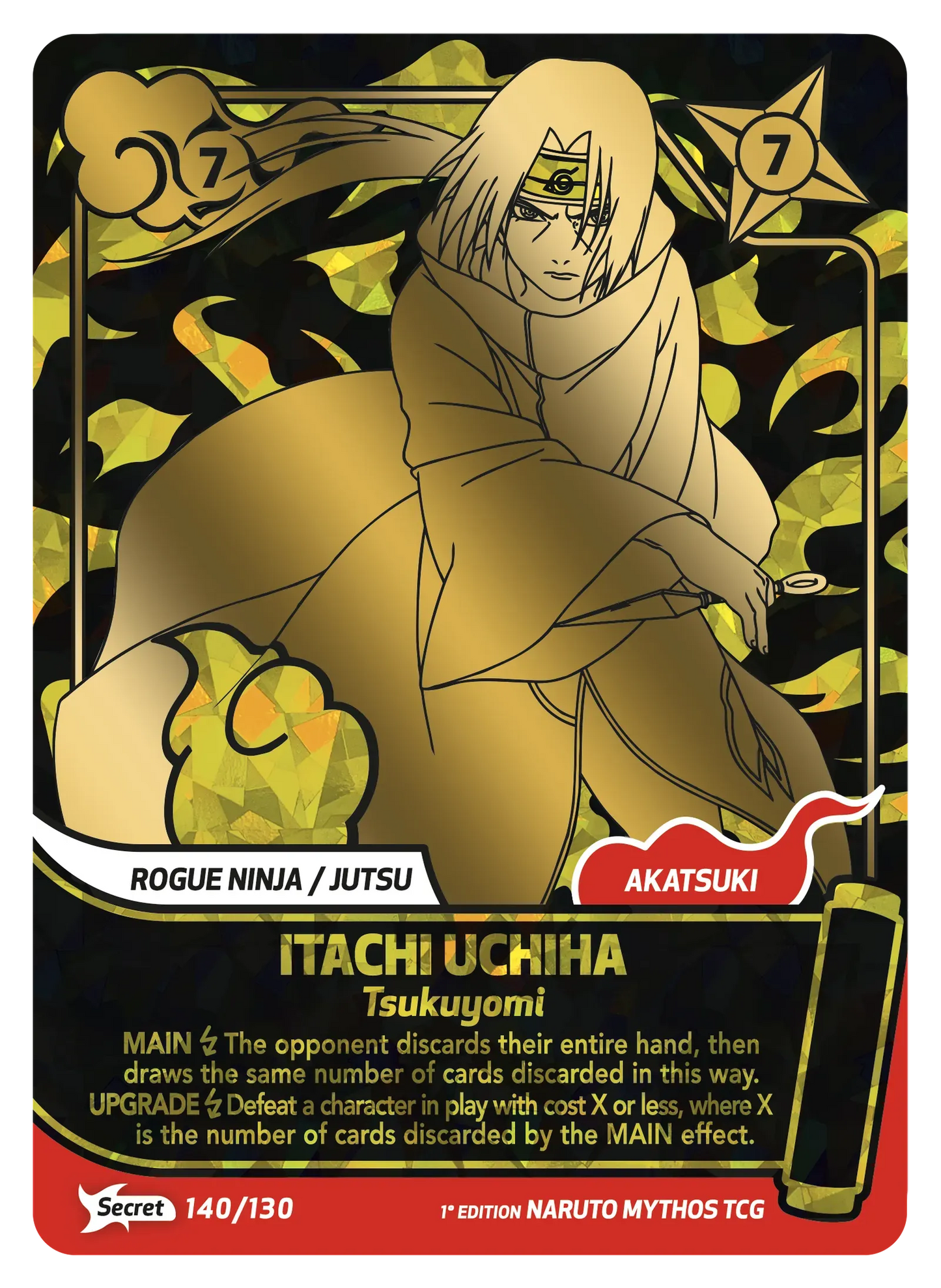 Naruto Mythos TCG – Itachi Uchiha — Tsukuyomi – KS-140 – Secret – Konoha Shidō Série 1