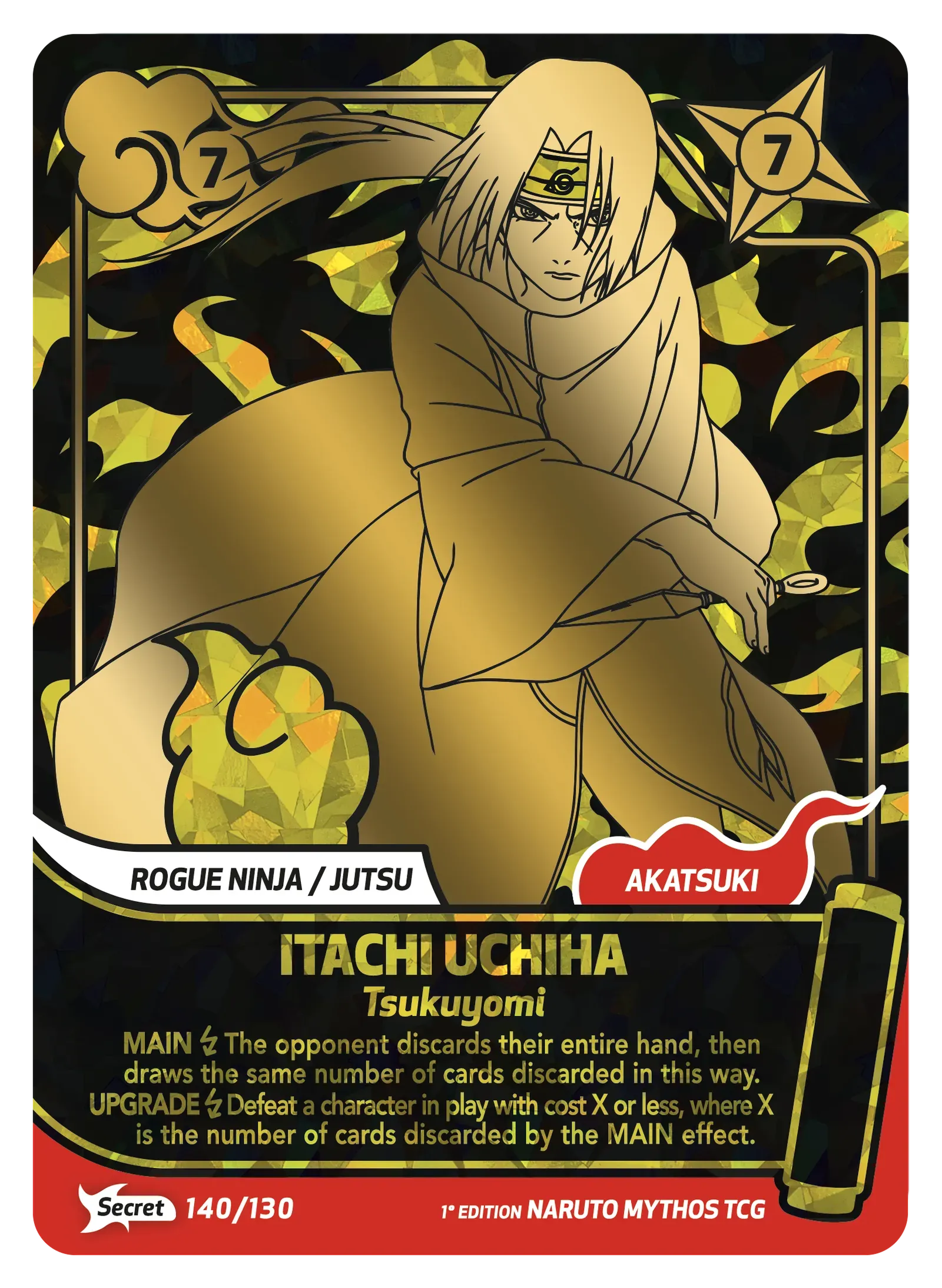Naruto Mythos TCG – Itachi Uchiha — Tsukuyomi – KS-140 – Secret – Konoha Shidō Série 1
