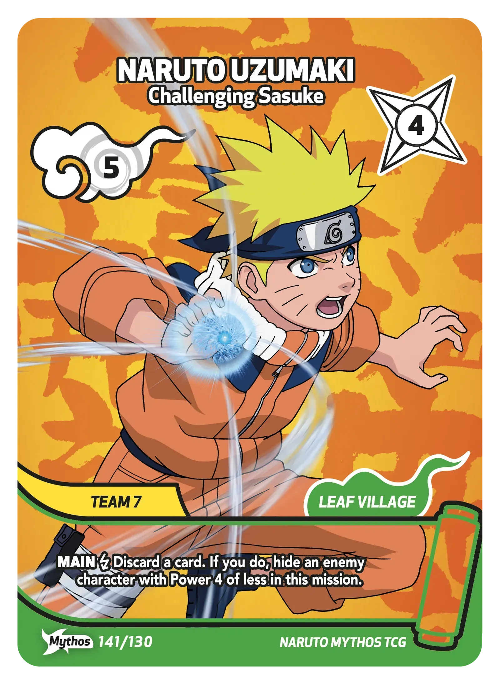 Naruto Uzumaki — Défiant Sasuke – KS-141 – Naruto Mythos TCG Konoha Shidō Chapitre 1 FR