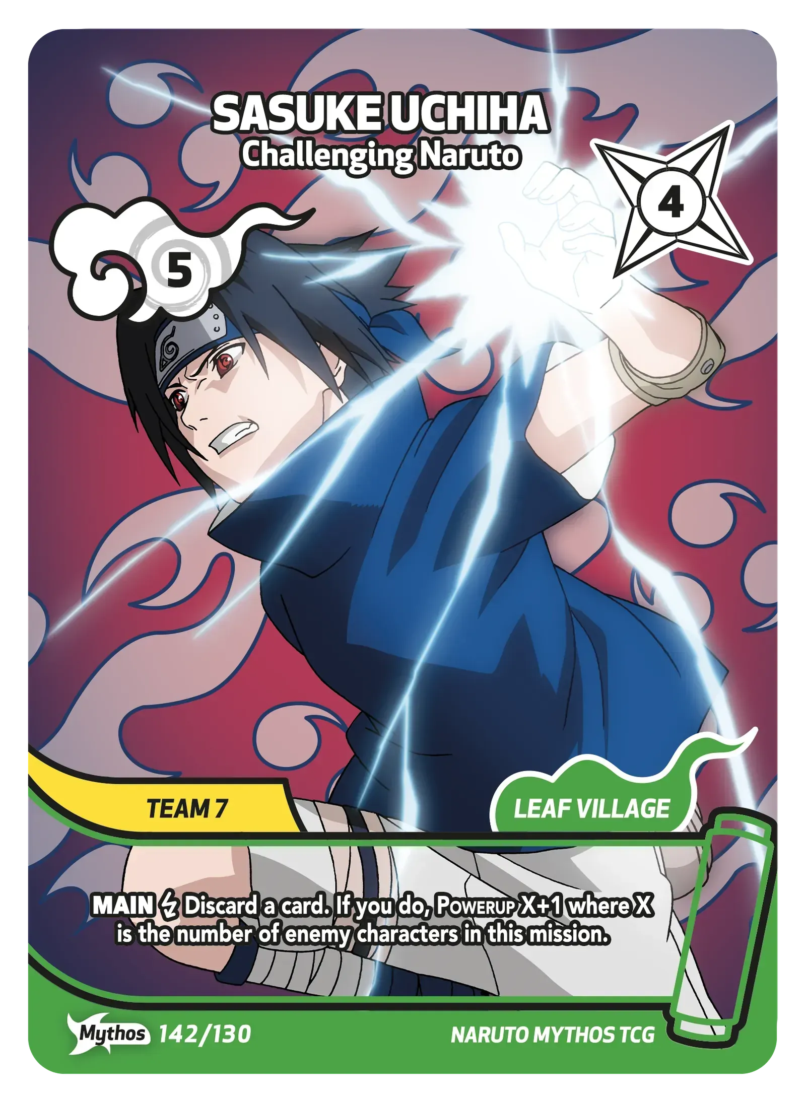 Sasuke Uchiwa — Défiant Naruto – KS-142 – Naruto Mythos TCG Konoha Shidō Chapitre 1 FR