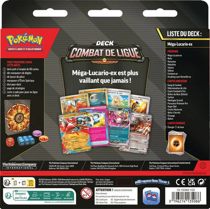 Deck Combat de Ligue Pokémon Méga-Lucario-ex – dos de la boîte française