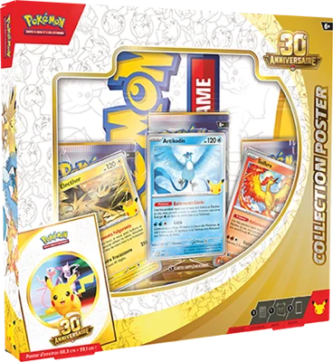 Collection Poster Pokémon 30ᵉ Anniversaire – Artikodin, Électhor & Sulfura – FR