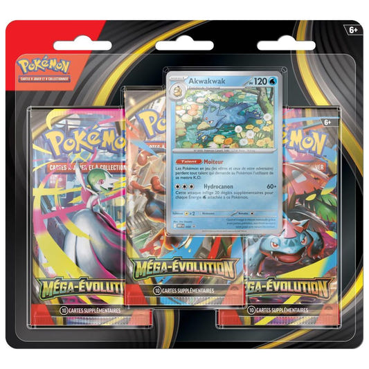 Pokémon – Tripack 3 Boosters ME01 : Méga-Évolution – Akwakwak (Octobre 2025) – image produit 1