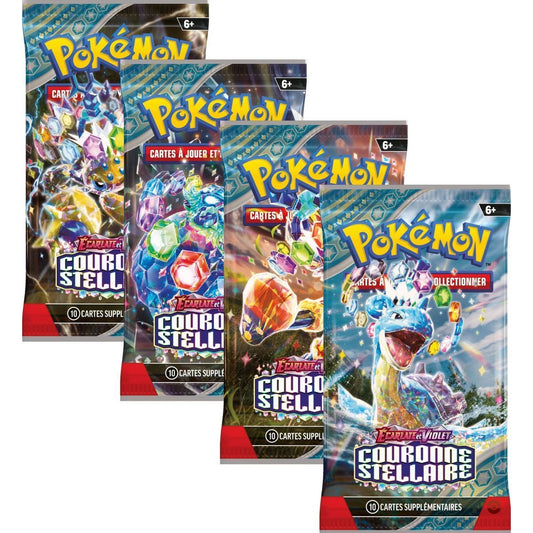 Pokémon – Artset de 4 Boosters EV07 : Couronne Stellaire (Visuels Complets)