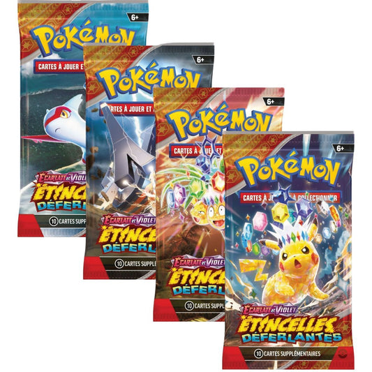 Pokémon – Artset de 4 Boosters EV08 : Étincelles Déferlantes (Visuels Complets)