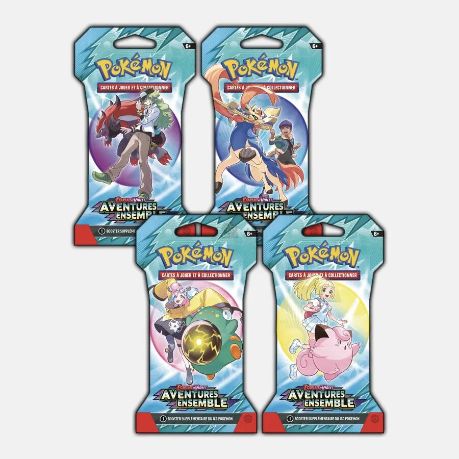 🧭 Pokémon – Artset de 4 Boosters sous Blister EV09 : Aventures Ensemble