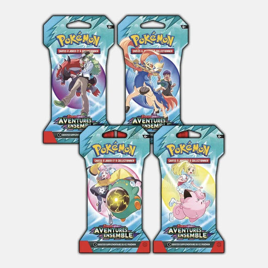 🧭 Pokémon – Artset de 4 Boosters sous Blister EV09 : Aventures Ensemble