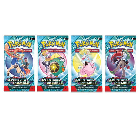 Artset Pokémon EV09 Aventures Ensemble – 4 visuels de boosters sans blister cartonné – FR