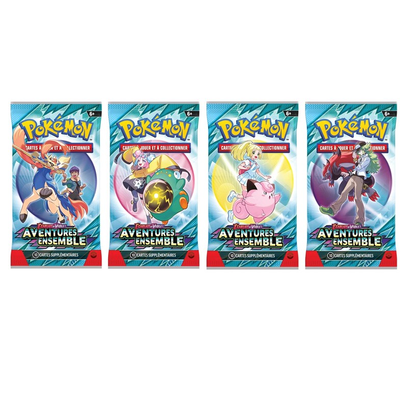 Artset Pokémon EV09 Aventures Ensemble – 4 visuels de boosters sans blister cartonné – FR